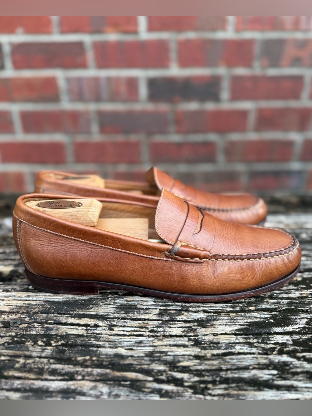 Martin Dingman Men’s Sz 9.5 Old Row Oiled Saddle Leather Cigar Penny Loafers X5